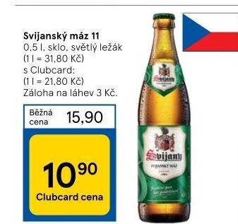 Pivo světlý ležák 11° Svijanský Máz Svijany