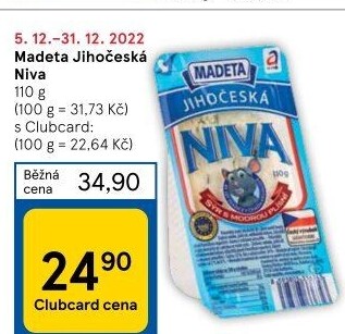 Sýr Niva Jihočeská 50% Madeta