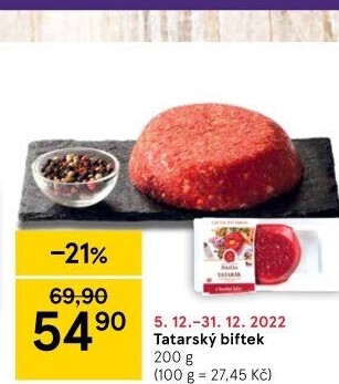 Tatarský biftek Maso uzeniny Polička