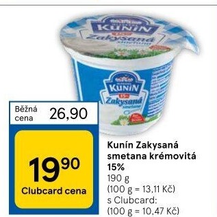 Zakysaná smetana krémovitá Kunín 15%