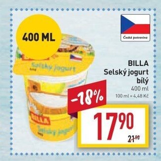 Bílý jogurt selský Billa