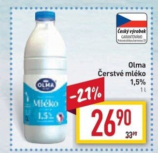 Mléko čerstvé Olma - 1,5% polotučné