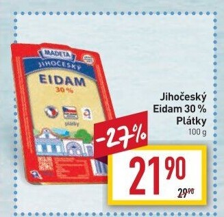 Sýr Eidam Jihočeský 30% Madeta