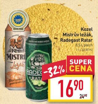 Pivo Mistrův světlý ležák Velkopopovický Kozel