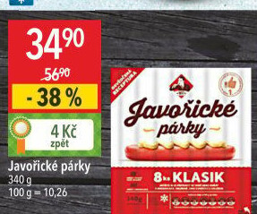 Párky javořické Kostelecké uzeniny
