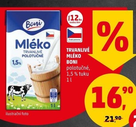 Mléko trvanlivé Boni - 1,5% polotučné