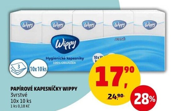 Papírové kapesníčky 3vrstvé Wippy