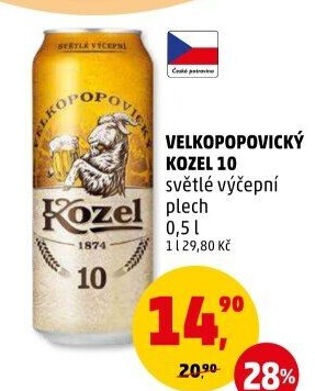 Pivo světlé výčepní 10°Velkopopovický Kozel