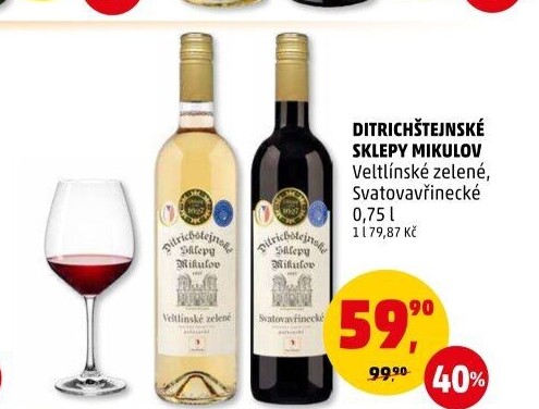 Víno Veltlínské zelené Ditrichštejnské sklepy Mikulov