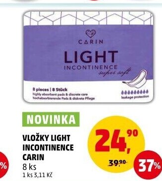 Vložky dámské inkontinenční Light Carine