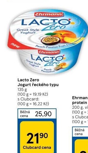 Dezert tvarohový bez laktózy Lacto Zero Ehrmann