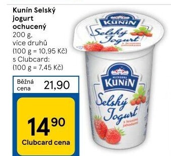 Ochucený jogurt selský Kunín