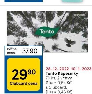 Papírové kapesníčky 2vrstvé Tento - box
