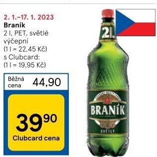 Pivo světlé výčepní 10° Braník