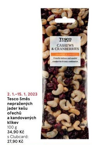 Směs kešu a brusinek Tesco