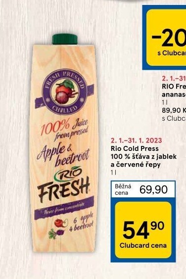 Šťáva 100% čerstvá Rio Cold Press