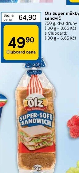 Toustový chléb Sandwich Soft Ölz - Tesco akcniletaky.com
