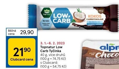 Tyčinka bez lepku Low carb Topnatur