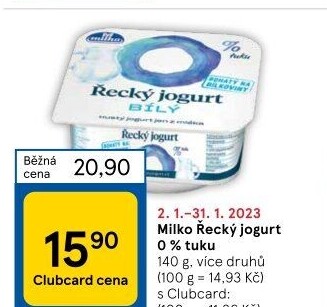 Bílý jogurt řecký 0% Milko
