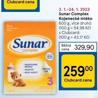 Kojenecká výživa Sunar Complex