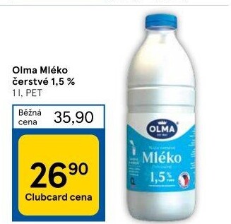 Mléko čerstvé Olma - 1,5% polotučné