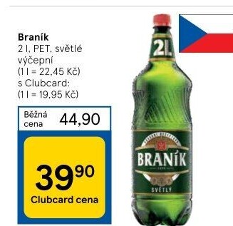 Pivo světlé výčepní 10° Braník