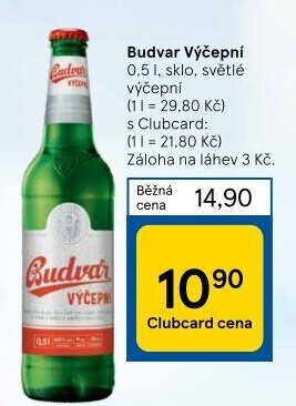 Pivo světlé výčepní Budweiser Budvar