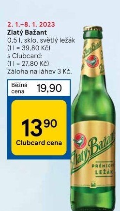 Pivo světlý ležák 12° Zlatý Bažant