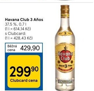 Rum kubánský bílý Aňejo 3 Anos Havana club