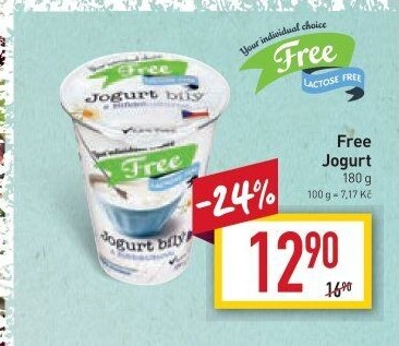 Bílý jogurt bez laktózy Laktose Free