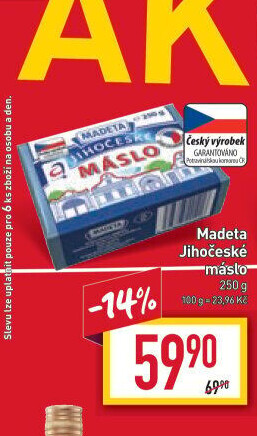 Máslo Jihočeské Madeta