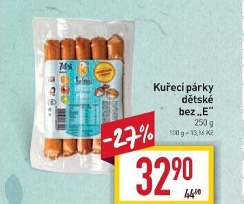 Párky kuřecí dětské bez éček DZ Klatovy
