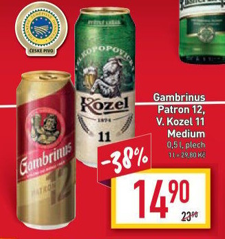 Pivo světlý ležák 12° Patron Gambrinus