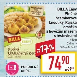 Plněné bramborové knedlíky se zelím Easy Billa