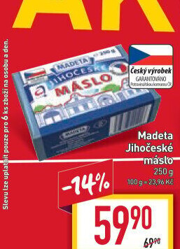 Máslo Jihočeské Madeta