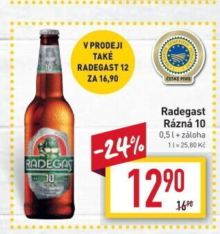 Pivo světlé výčepní Rázná 10° Radegast