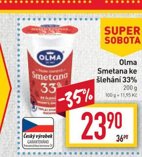 Smetana ke šlehání Olma 33%