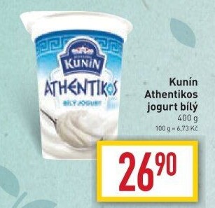 Bílý jogurt řeckého typu Athentikos Kunín