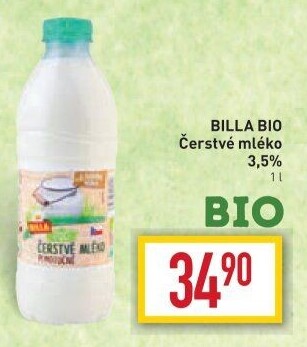 Mléko čerstvé Naše Bio Billa - 3,5% plnotučné