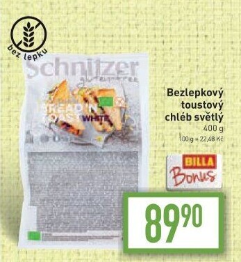 Toustový chléb bez lepku Schnitzer