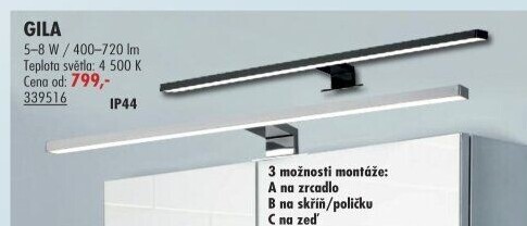 LED koupelnové svítidlo Gila Top Light