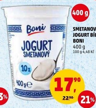 Bílý jogurt smetanový Boni