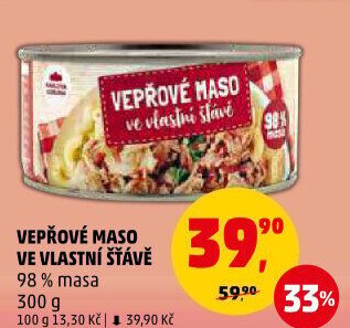 Maso vepřové ve vlastní šťávě Karlova Koruna