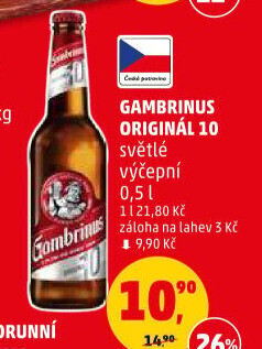 Pivo světlé výčepní Originál 10° Gambrinus
