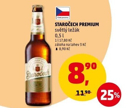 Pivo světlý ležák Premium Staročech