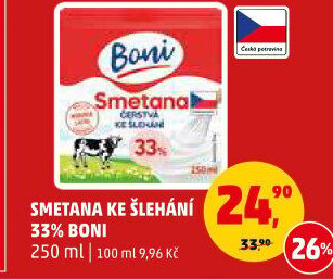 Smetana ke šlehání Boni 33%