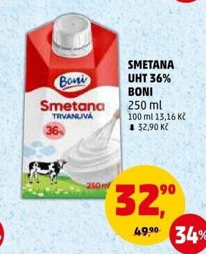 Smetana ke šlehání Boni 36%