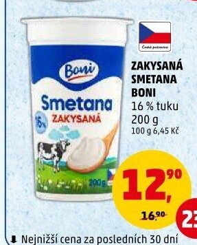 Smetana zakysaná Boni 16%