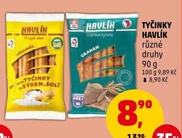 Tyčinky trvanlivé se sýrem a solí Havlík