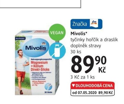 Doplněk stravy tyčinky Hořčík a Draslík Mivolis